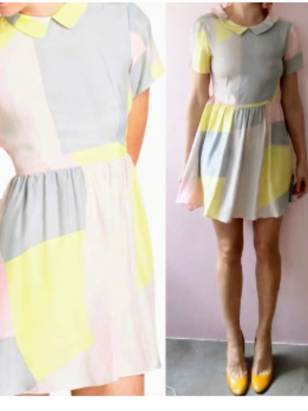 Dusen Dusen silk pastel collard dress